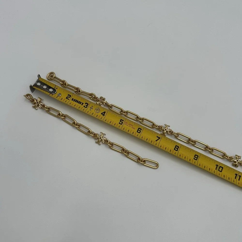 TORY BURCH Gold Roxanne Choker Chain Link Necklace And Bracelet 18k Plated